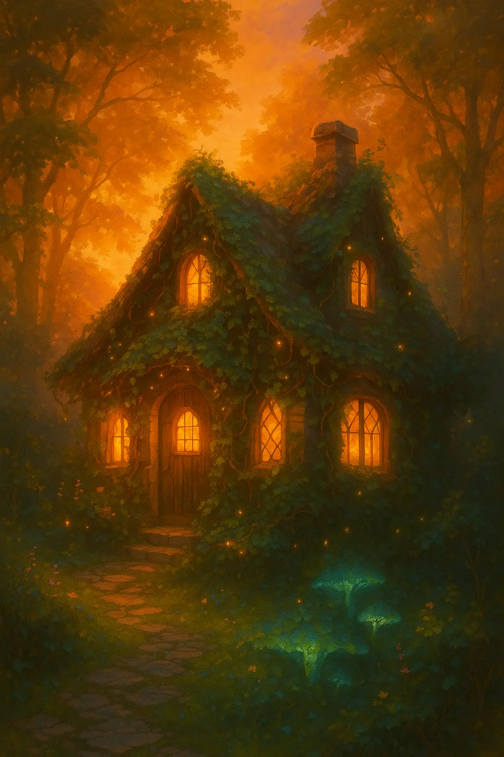 Enchanting House in a Lush Forest